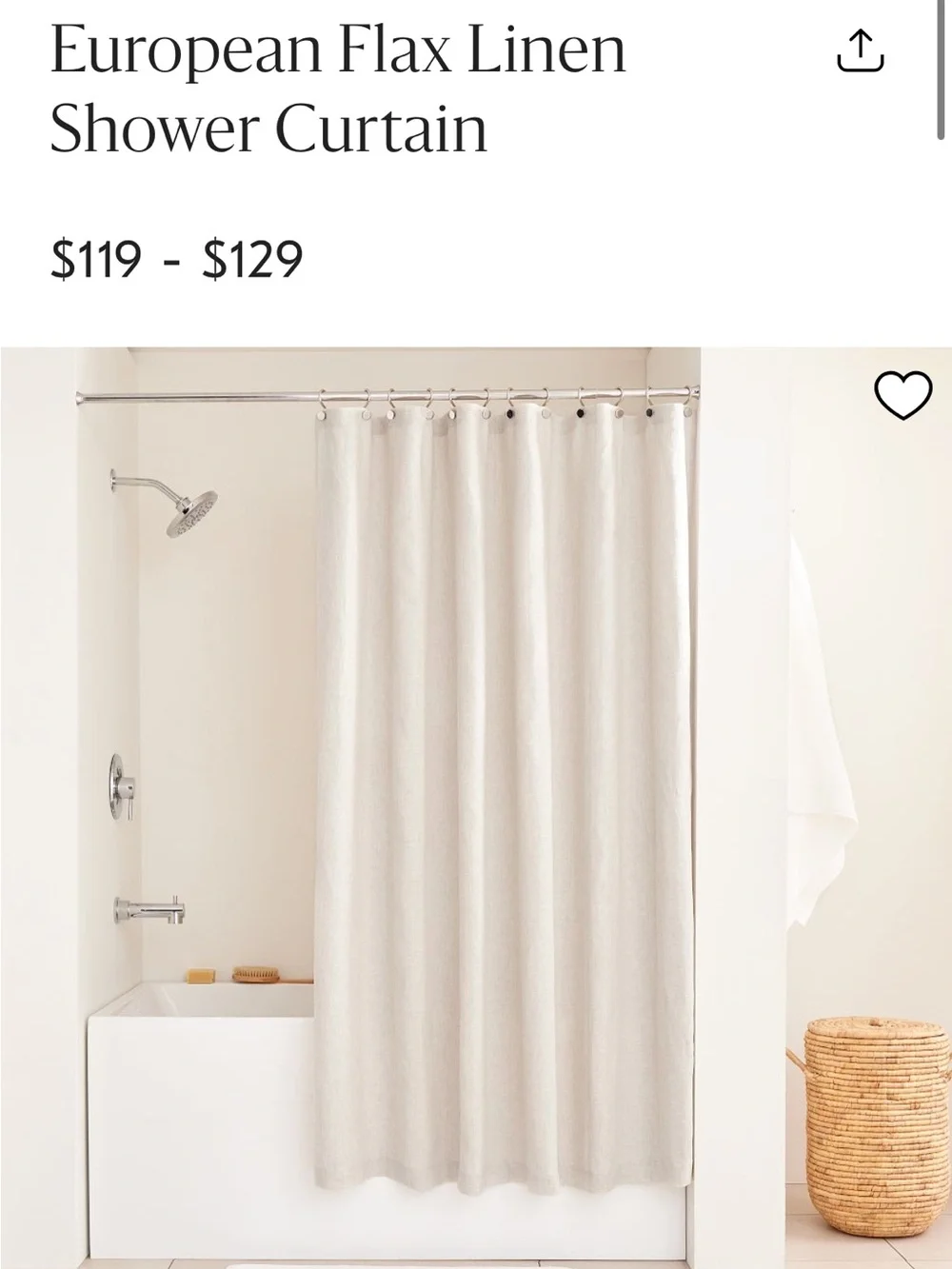 West elm European Flax Linen Shower Curtain